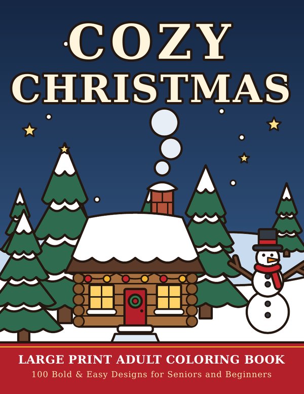 Cozy Christmas coloring book cover