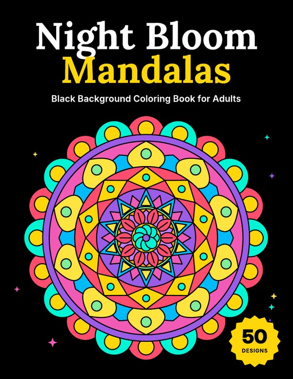 Night Bloom Mandalas coloring book cover